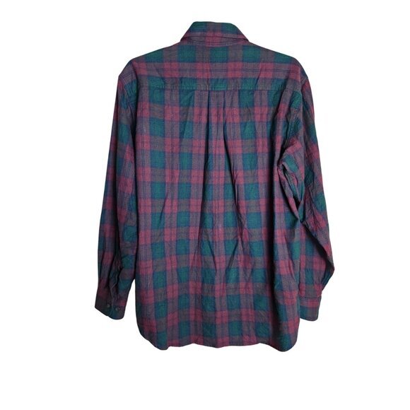 LL Bean Mens Flannel Shirt M Regular Fit Multicolor Scotch Plaid‎ 0BHF4 - Picture 2 of 4